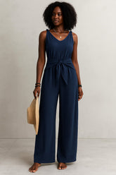 VELA – Twist Strap V - Neck Jumpsuit - Navy Blue - VECTOR SPORTSWEAR